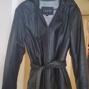 Wilson hooded leather jacket